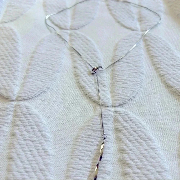 Silver tie collar necklace. Beautiful condition.  So elegant. Shiny. - Picture 2 of 5